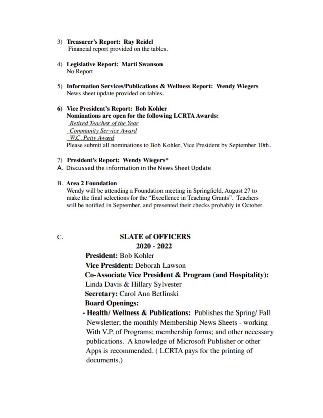 August 13, 2019 meeting minutes, page 2