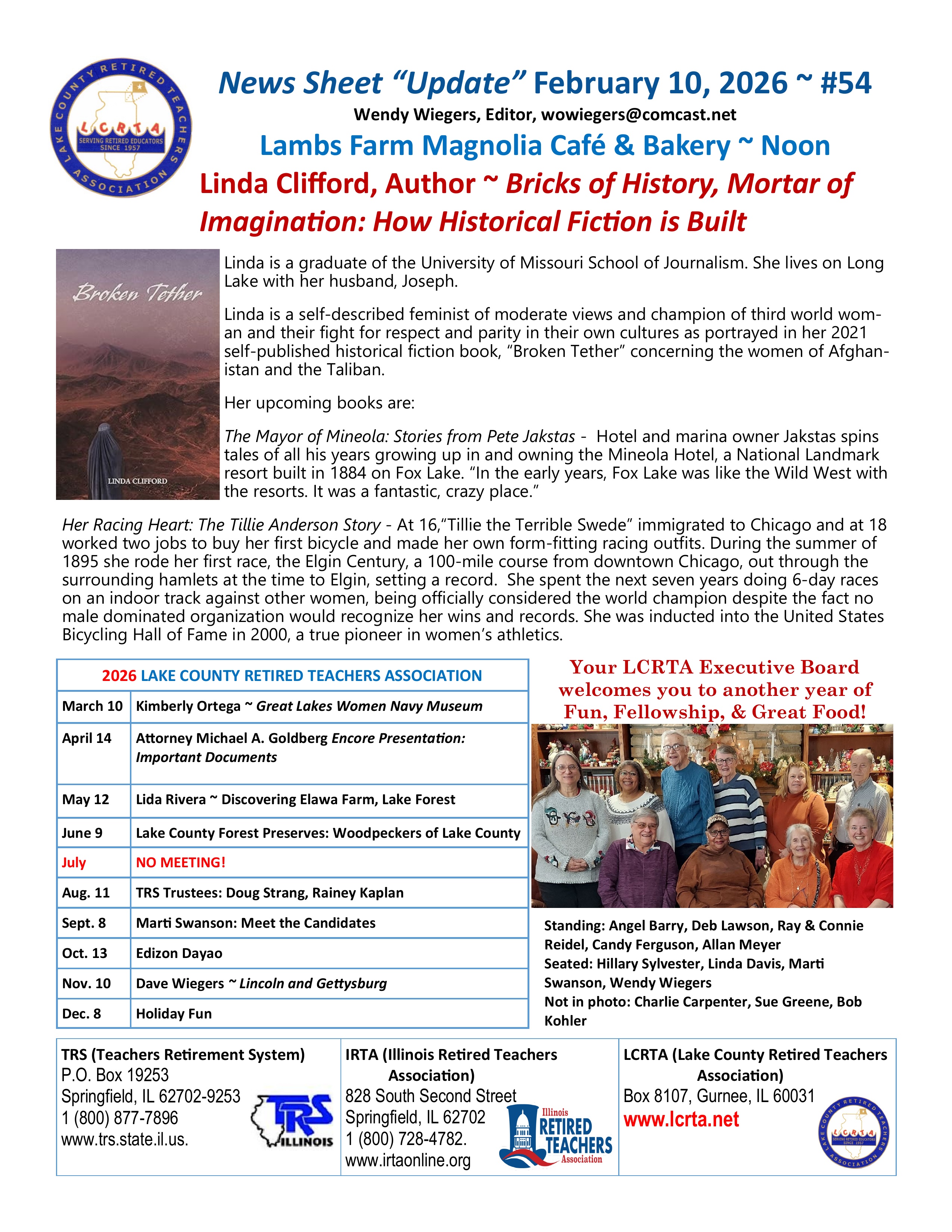 February 2026 newsletter, page 1
