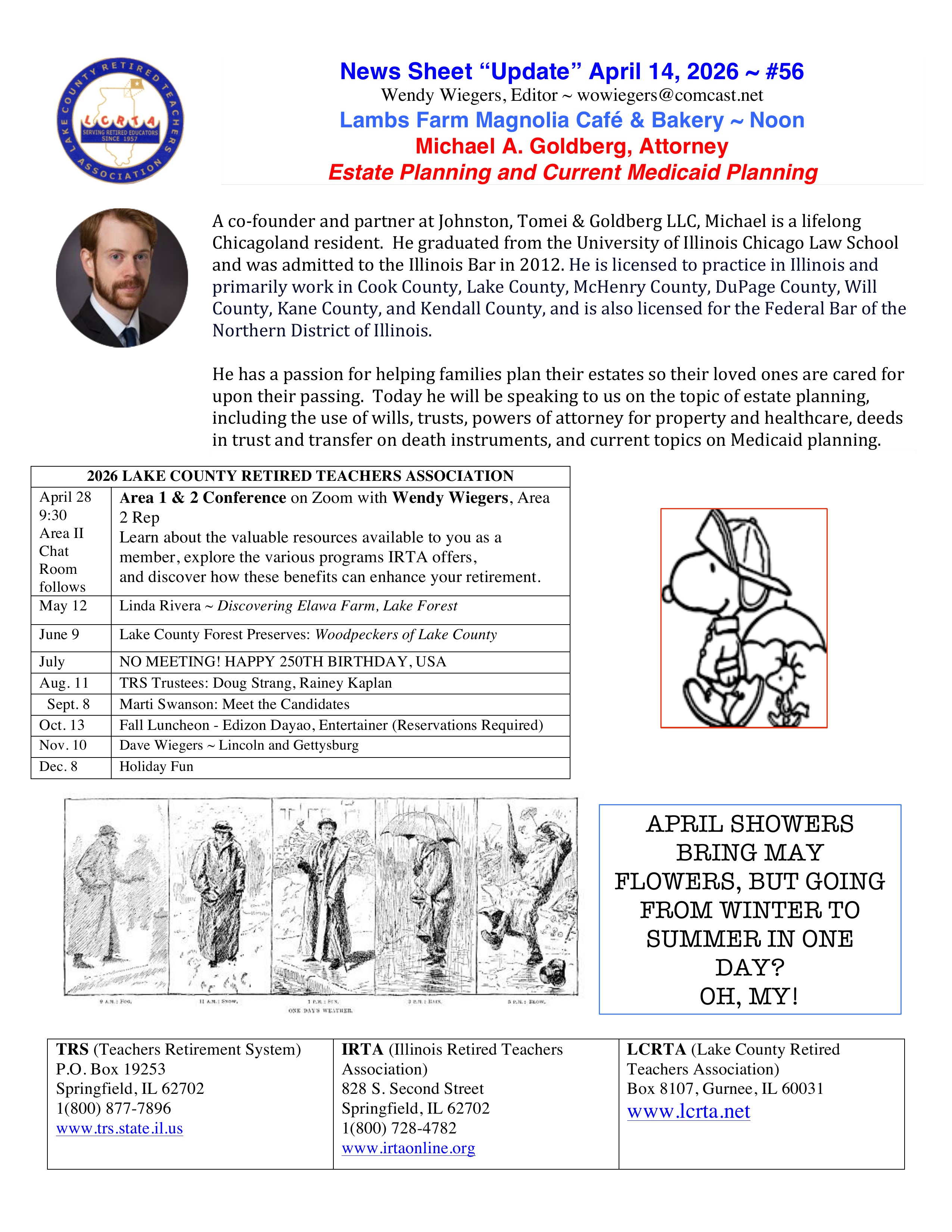 April 2026 newsletter, page 1