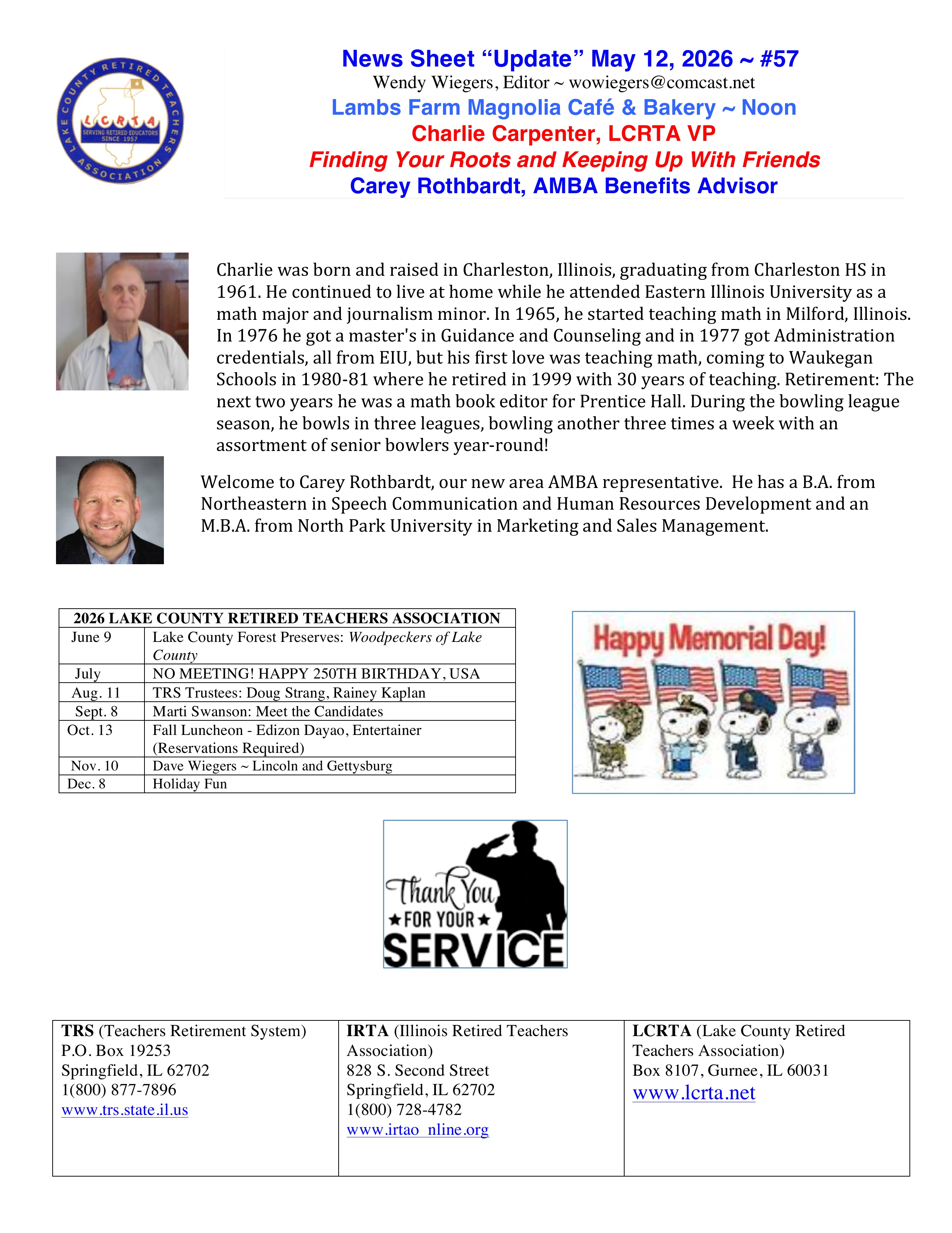 May 2026 newsletter, page 1