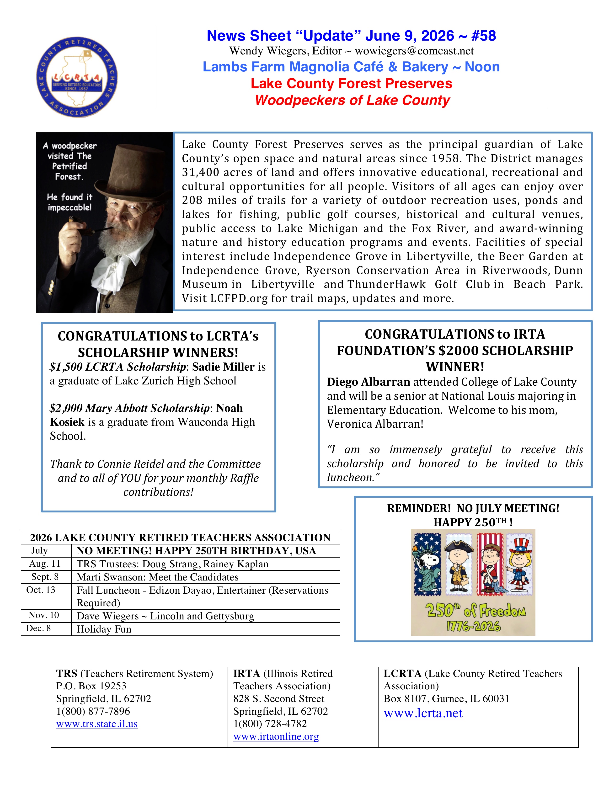 June 2026 newsletter, page 1