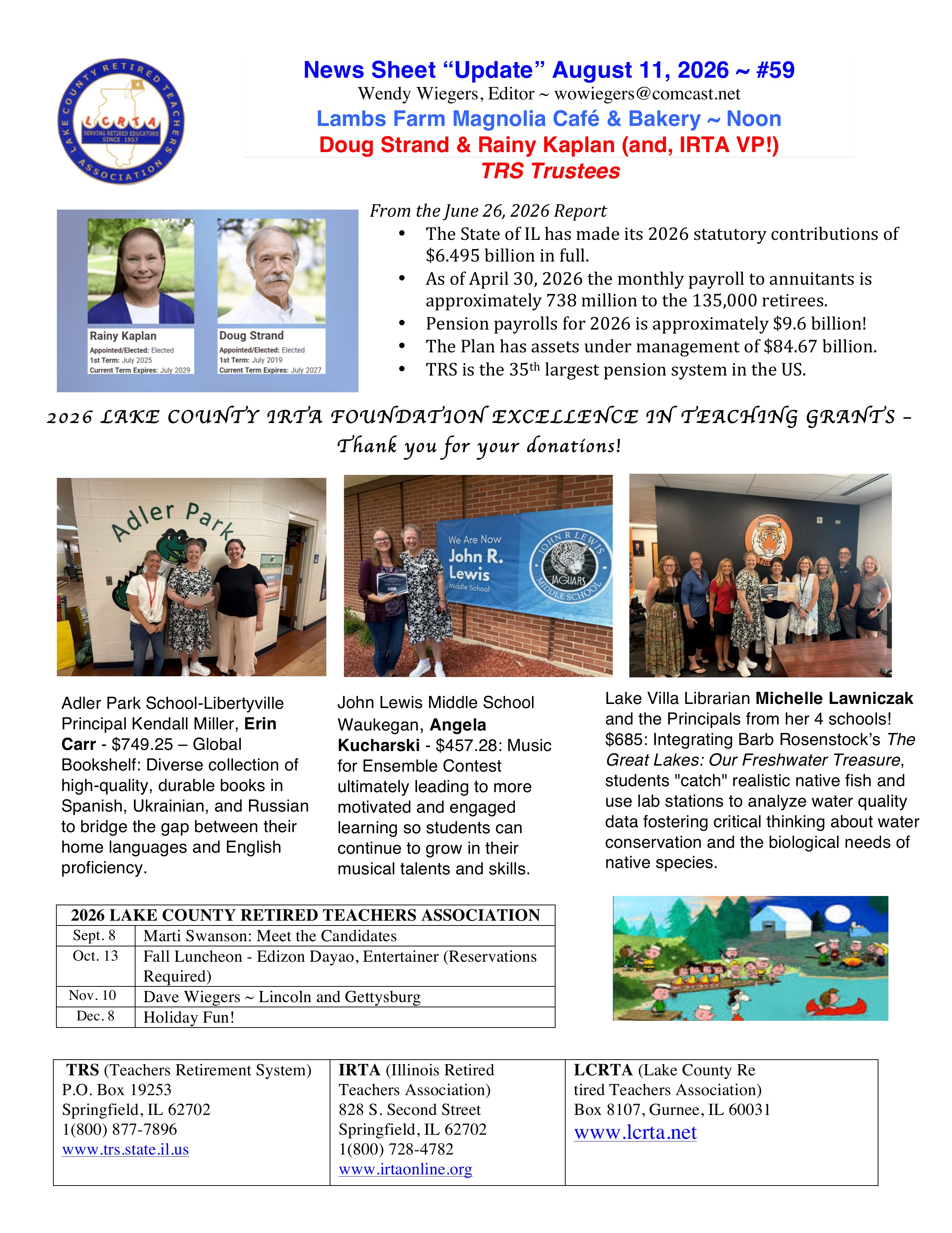 August 2026 newsletter, page 1